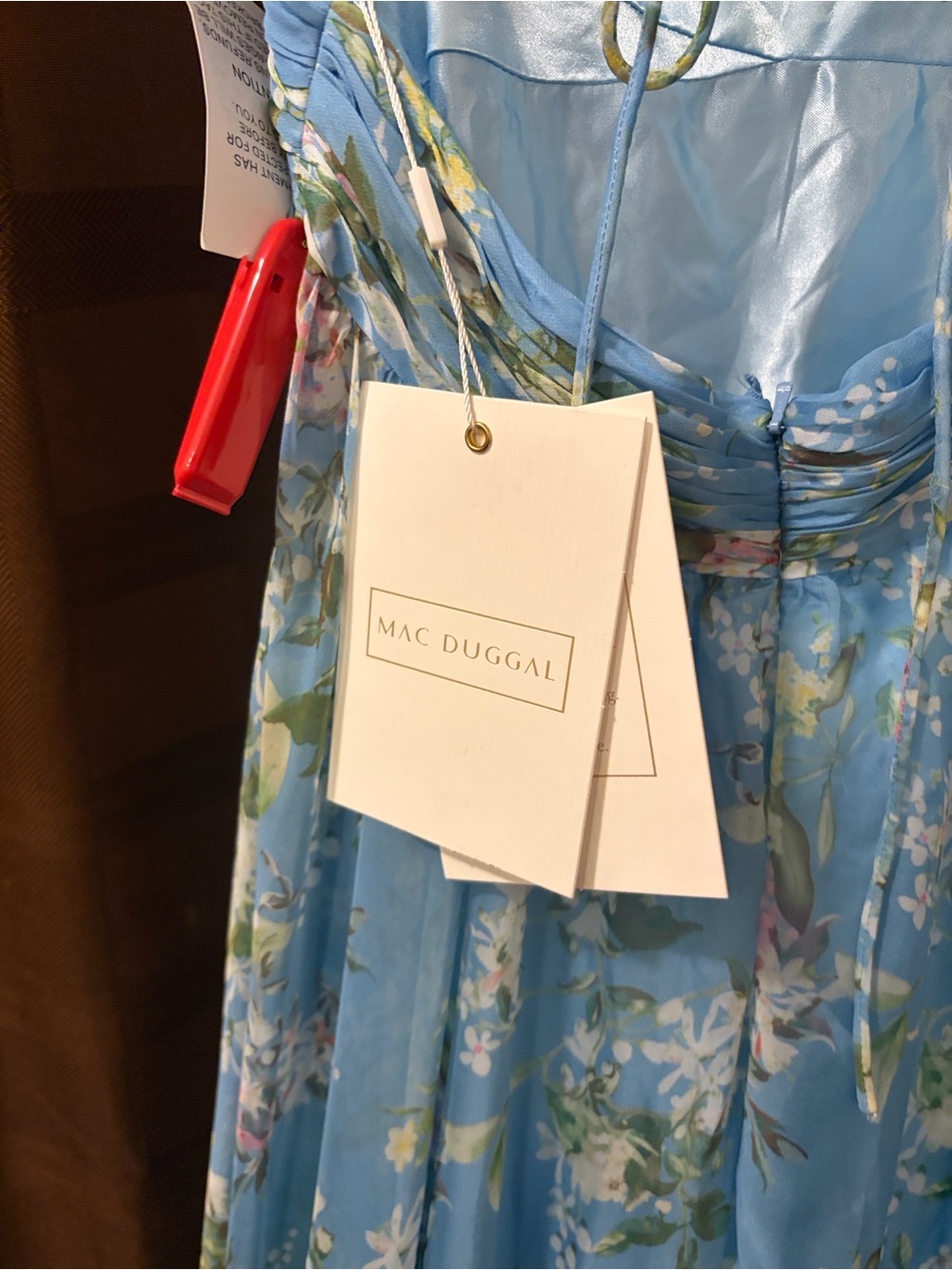 NWT Mac Duggal Blue Ruffle Tiered Floral Cut-Out Chiffon Gown reg $398 size 6 - Picture 15 of 16